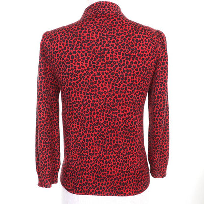 Christian DIOR 144s71am120 Cashmere Silk Leopard Pattern Bee Embroidery Shirt