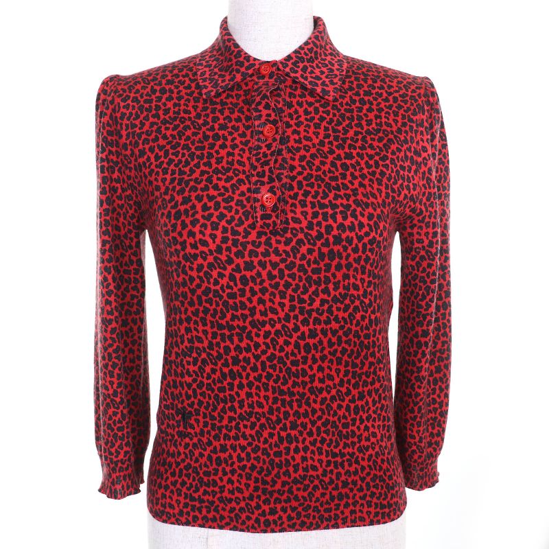 Christian DIOR 144s71am120 Cashmere Silk Leopard Pattern Bee Embroidery Shirt