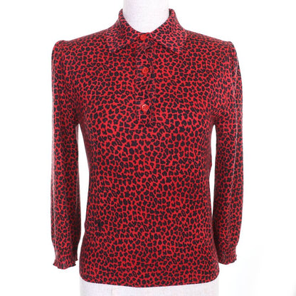 Christian DIOR 144s71am120 Cashmere Silk Leopard Pattern Bee Embroidery Shirt