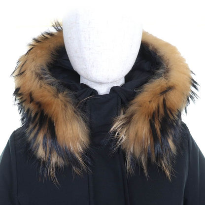 Pyrenex Bordeaux FUR Jacket Bordeaux Fur Logo Patch Hooded Down Jacket Black 36