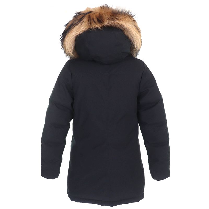 Pyrenex Bordeaux FUR Jacket Bordeaux Fur Logo Patch Hooded Down Jacket Black 36