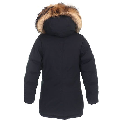 Pyrenex Bordeaux FUR Jacket Bordeaux Fur Logo Patch Hooded Down Jacket Black 36