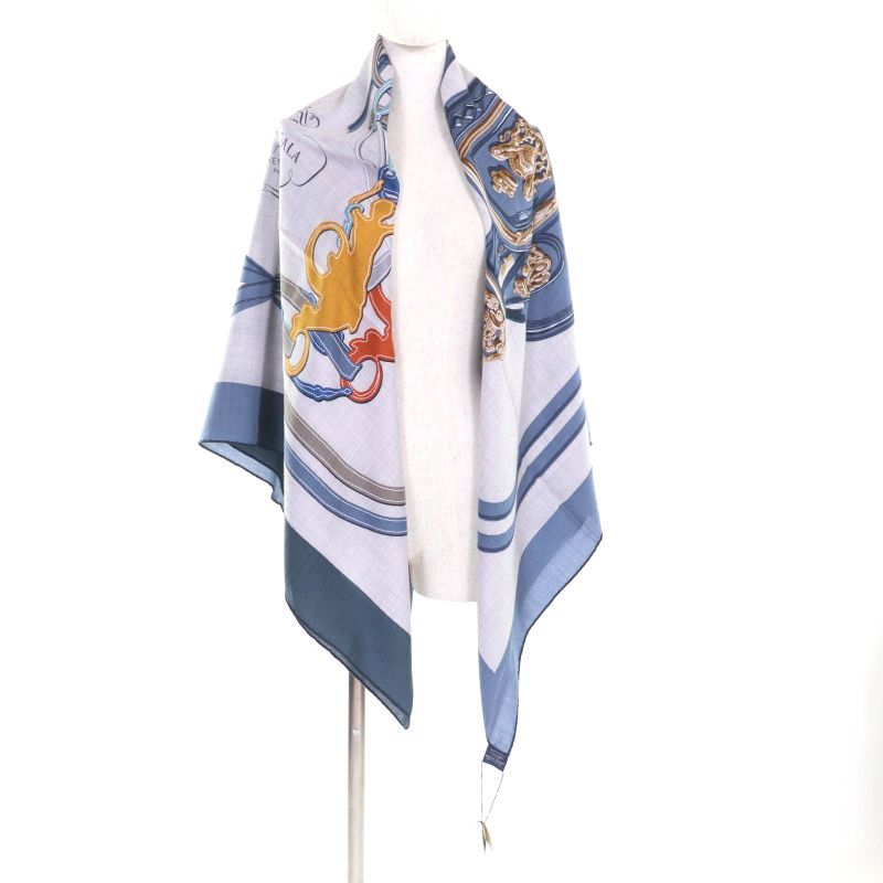 Hermes Carre Geant Carre 140 Brides De Gala Applique Piqué Cashmere Silk Blend