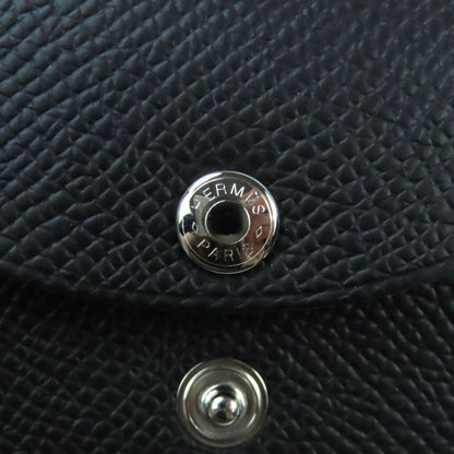Hermes Calvi Duo Black Vaux Epson Coin Purse Coin Case Engraved W With Box Made