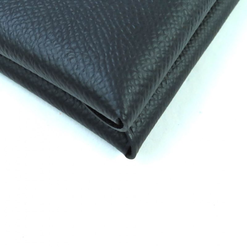 Hermes Calvi Duo Black Vaux Epson Coin Purse Coin Case Engraved W With Box Made