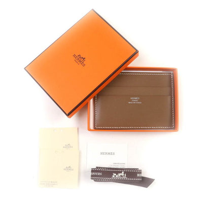 Hermes Cheval Pictet Etoupe Evercolor Etoupe Tadelakt Card Case With W Engraved