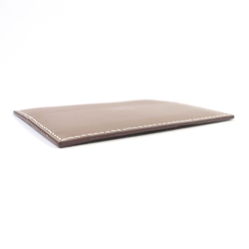 Hermes Cheval Pictet Etoupe Evercolor Etoupe Tadelakt Card Case With W Engraved