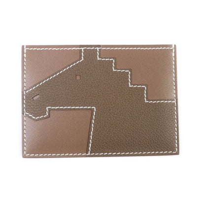 Hermes Cheval Pictet Etoupe Evercolor Etoupe Tadelakt Card Case With W Engraved