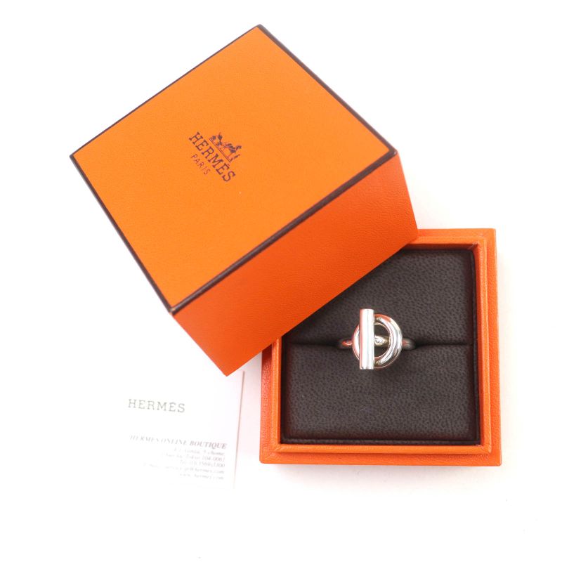 Hermes Echappee MM 925 Ring Silver 51 With Case