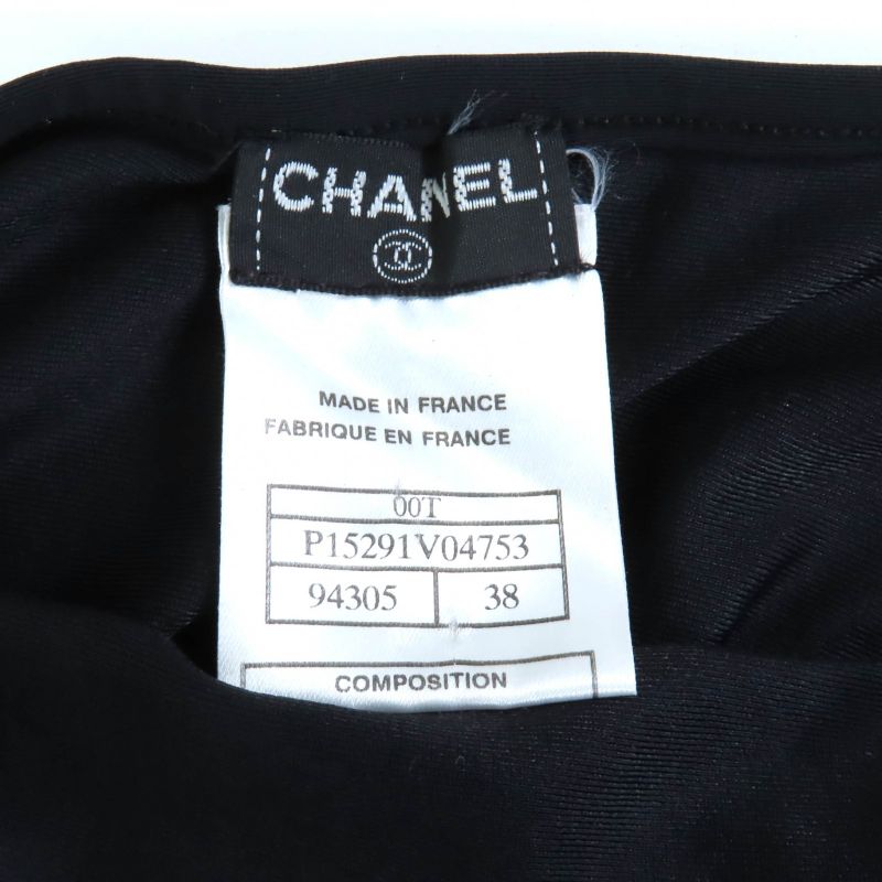 CHANEL Vintage 00T P15291 Logo Zip Long Length Cami Dress Black Pink 38 Made In