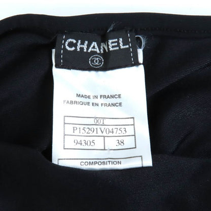 CHANEL Vintage 00T P15291 Logo Zip Long Length Cami Dress Black Pink 38 Made In