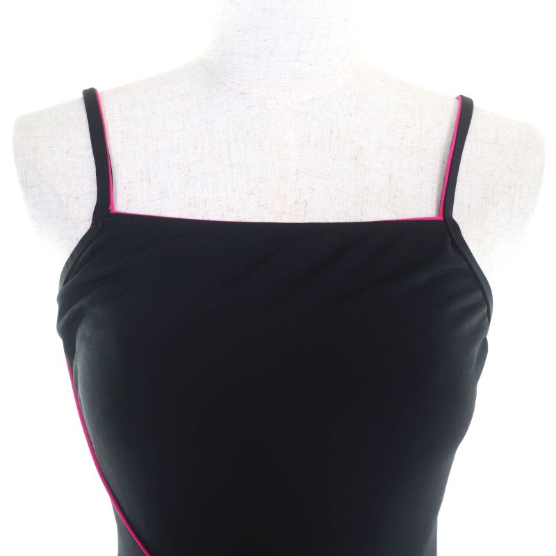 CHANEL Vintage 00T P15291 Logo Zip Long Length Cami Dress Black Pink 38 Made In