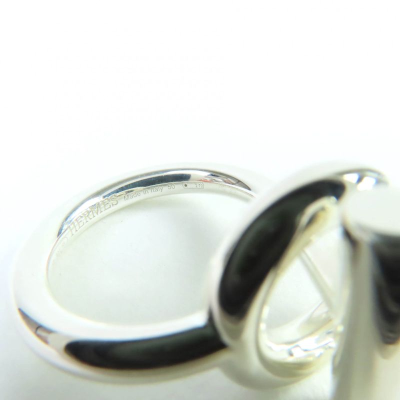 Hermes Echape MM Ring Ag925 Silver 50 Size Approx 10 Equivalent Box Made In