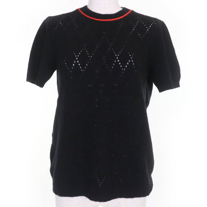 Prada P24v63 Wool Cashmere Short Sleeve Short Sleeve Knit Top Black 40 Made In
