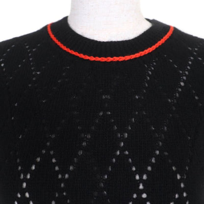 Prada P24v63 Wool Cashmere Short Sleeve Short Sleeve Knit Top Black 40 Made In