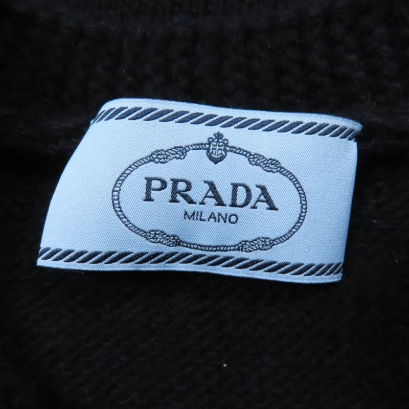 Prada P24v63 Wool Cashmere Short Sleeve Short Sleeve Knit Top Black 40 Made In