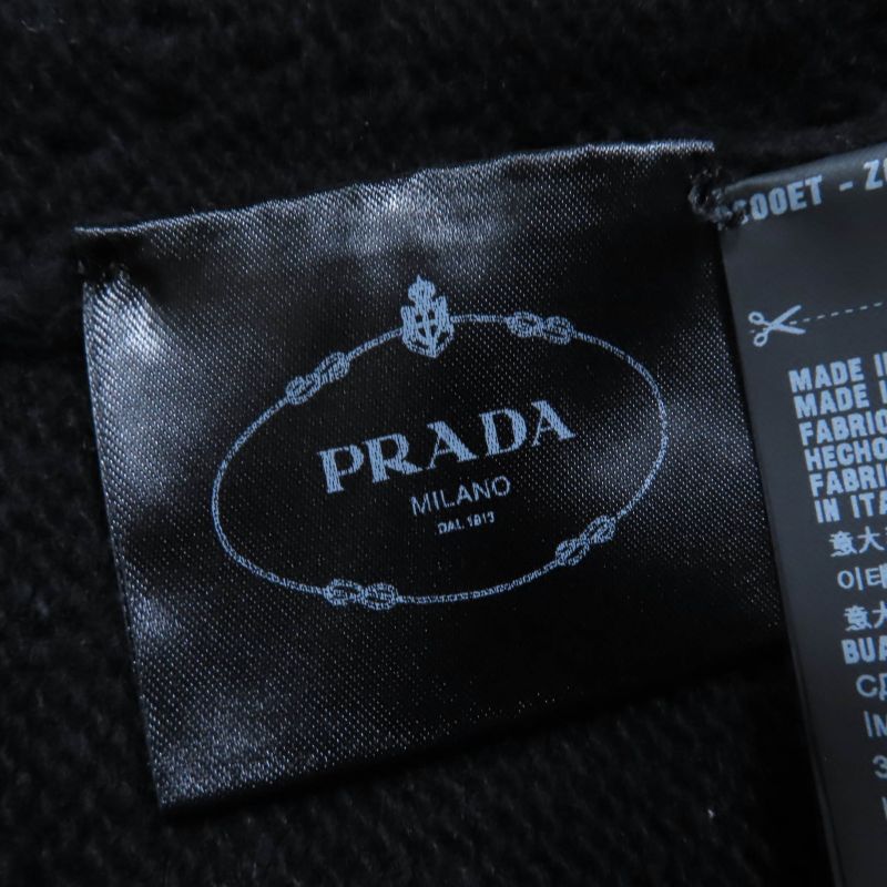 Prada P24v63 Wool Cashmere Short Sleeve Short Sleeve Knit Top Black 40 Made In