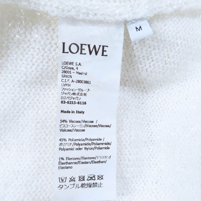 LOEWE 23SS S540y14kbc Anagram Sparkle Long Sleeve Knit Sweater White M Made In
