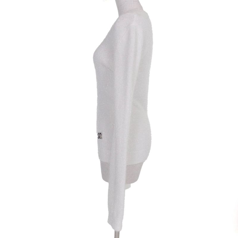 LOEWE 23SS S540y14kbc Anagram Sparkle Long Sleeve Knit Sweater White M Made In