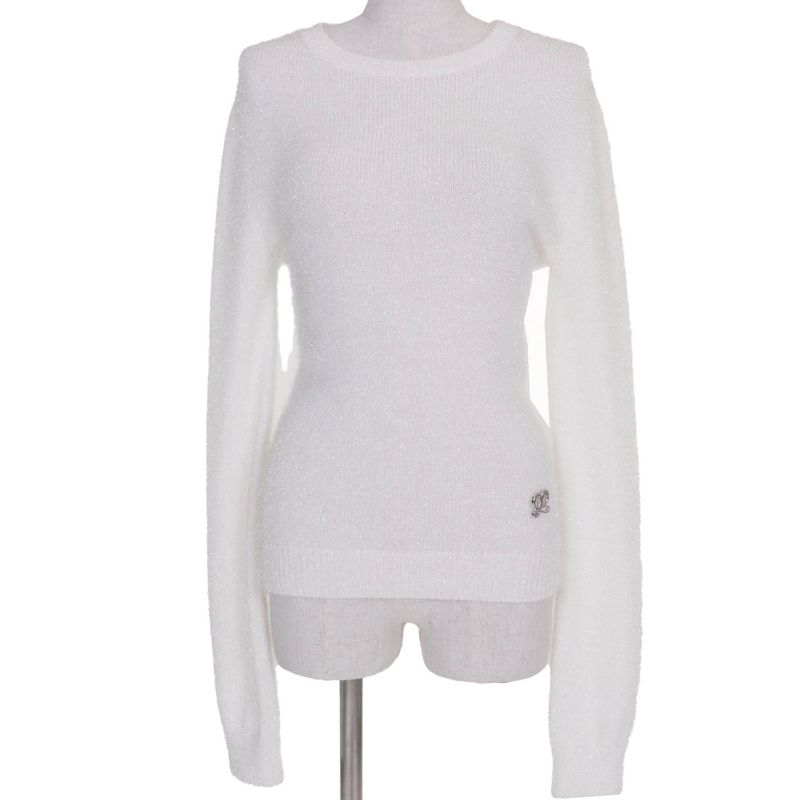 LOEWE 23SS S540y14kbc Anagram Sparkle Long Sleeve Knit Sweater White M Made In