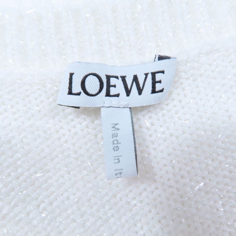 LOEWE 23SS S540y14kbc Anagram Sparkle Long Sleeve Knit Sweater White M Made In