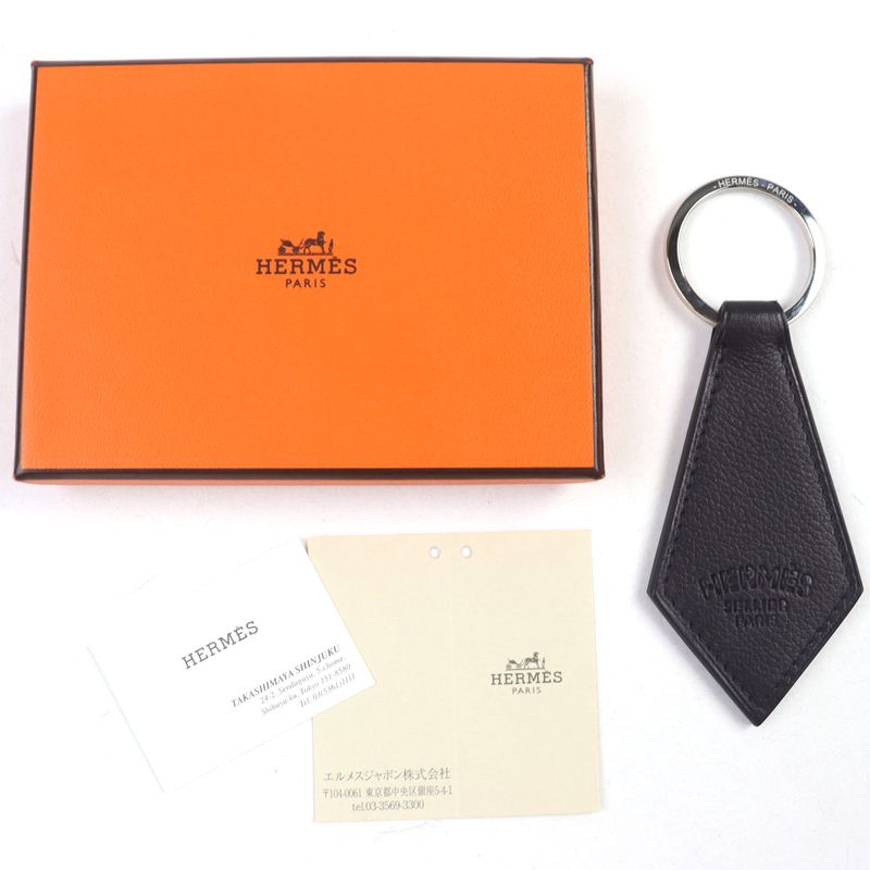 Hermes Porte Cles Tab Porte Cles Tab Leather Silver Hardware Key Holder Dark