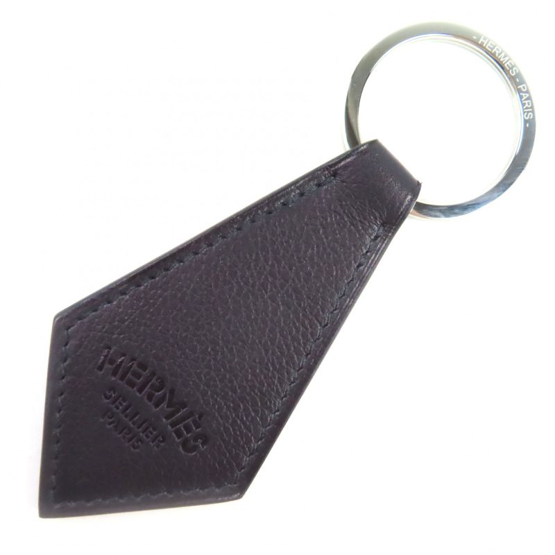 Hermes Porte Cles Tab Porte Cles Tab Leather Silver Hardware Key Holder Dark