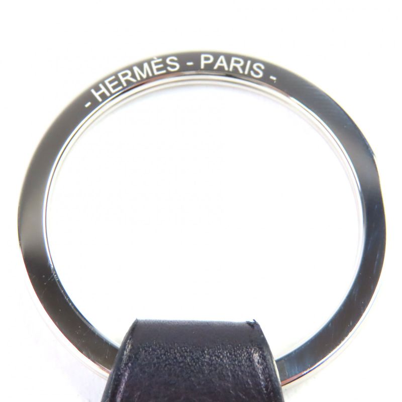 Hermes Porte Cles Tab Porte Cles Tab Leather Silver Hardware Key Holder Dark