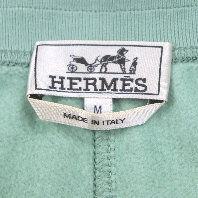  Hermes 23AW Run H 100% Cotton Sideline Lined Jogger Pants Sweatpants Green M