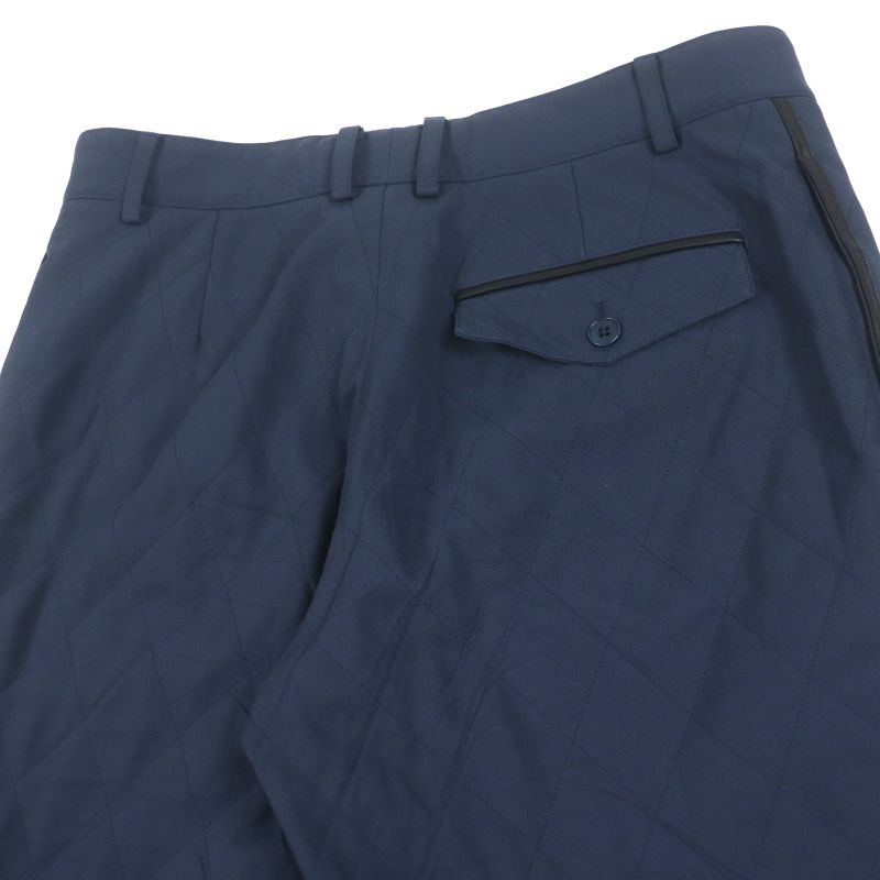 Hermes 74527000 63% Wool Leather Trimmed Quilted Cotton Filled Slacks Pants