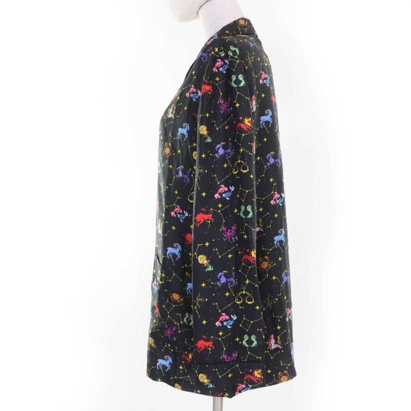 Christian DIOR 241v33a6633 100% Silk Sodiac Pixel Long Sleeve Shirt Black 40