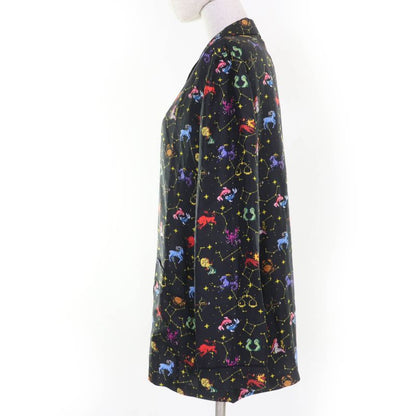 Christian DIOR 241v33a6633 100% Silk Sodiac Pixel Long Sleeve Shirt Black 40