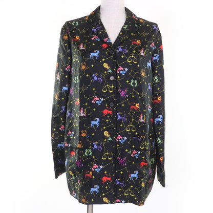 Christian DIOR 241v33a6633 100% Silk Sodiac Pixel Long Sleeve Shirt Black 40