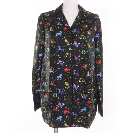 Christian DIOR 241v33a6633 100% Silk Sodiac Pixel Long Sleeve Shirt Black 40
