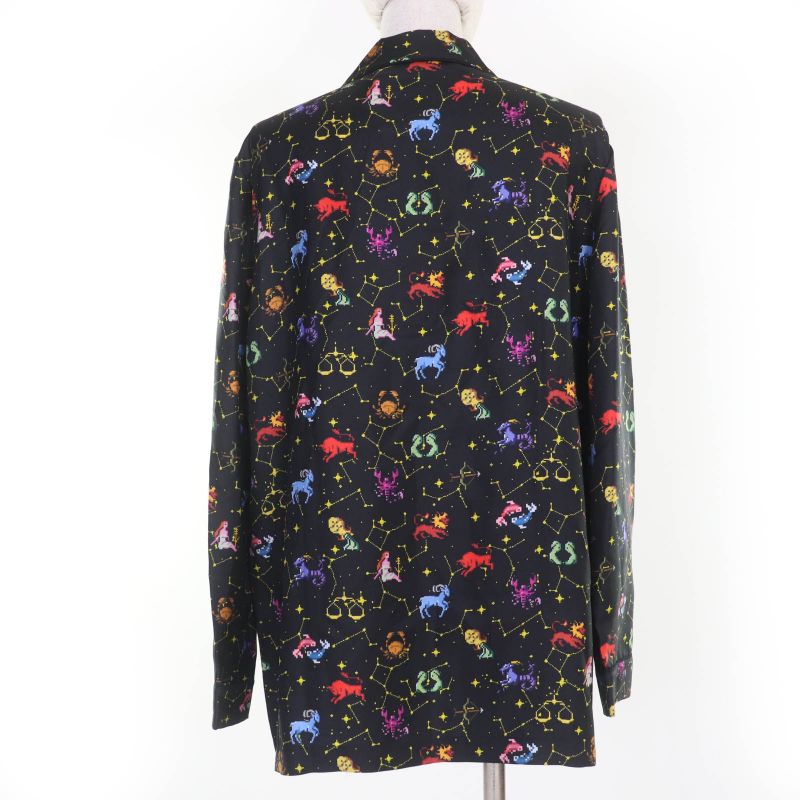 Christian DIOR 241v33a6633 100% Silk Sodiac Pixel Long Sleeve Shirt Black 40