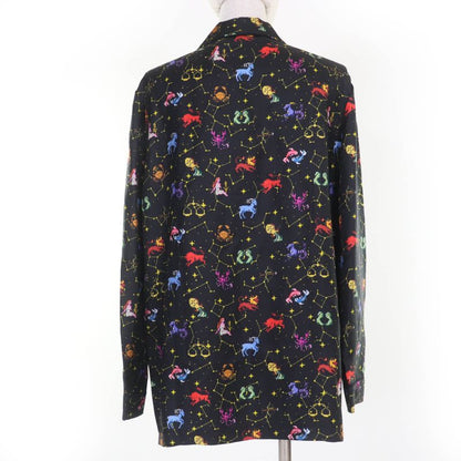 Christian DIOR 241v33a6633 100% Silk Sodiac Pixel Long Sleeve Shirt Black 40