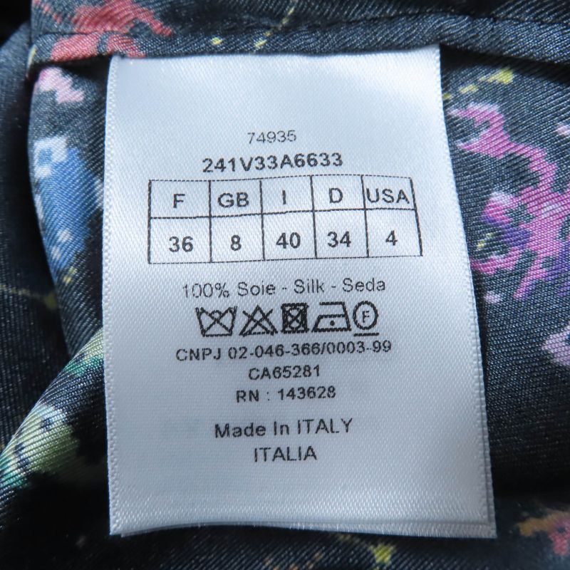 Christian DIOR 241v33a6633 100% Silk Sodiac Pixel Long Sleeve Shirt Black 40