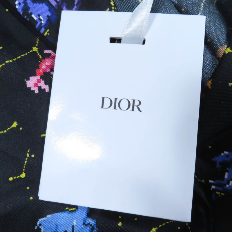 Christian DIOR 241v33a6633 100% Silk Sodiac Pixel Long Sleeve Shirt Black 40
