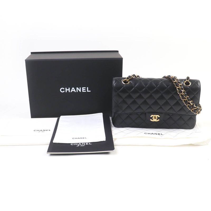 CHANEL A01112 Matelasse 25 Caviar Skin W Flap Coco Mark Random Serial Chain