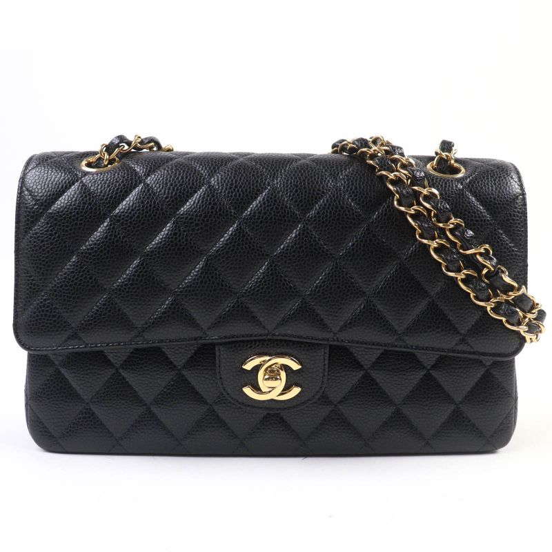 CHANEL A01112 Matelasse 25 Caviar Skin W Flap Coco Mark Random Serial Chain