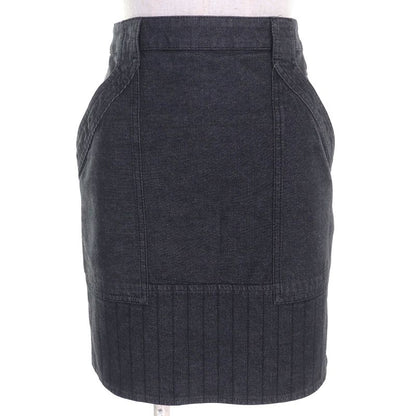 Hermes 22SS 2e0350dq Cotton Serie Button Logo Leather Patch Denim Miniskirt