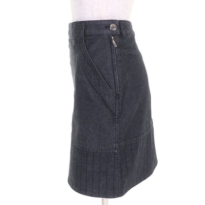 Hermes 22SS 2e0350dq Cotton Serie Button Logo Leather Patch Denim Miniskirt