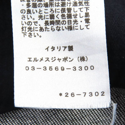 Hermes 22SS 2e0350dq Cotton Serie Button Logo Leather Patch Denim Miniskirt