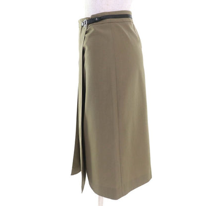 Hermes 20SS 100% Wool Silver Hardware Leather Wrap Skirt With Belt Motif Wrap
