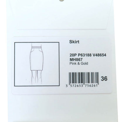 CHANEL P63188 Coco Mark One Point Tight Skirt Tweed Skirt Pink Gold 36 Made In