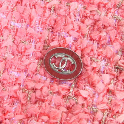 CHANEL P63188 Coco Mark One Point Tight Skirt Tweed Skirt Pink Gold 36 Made In
