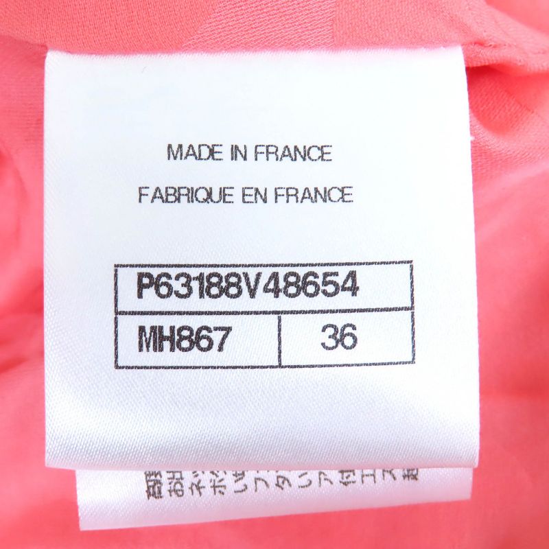 CHANEL P63188 Coco Mark One Point Tight Skirt Tweed Skirt Pink Gold 36 Made In