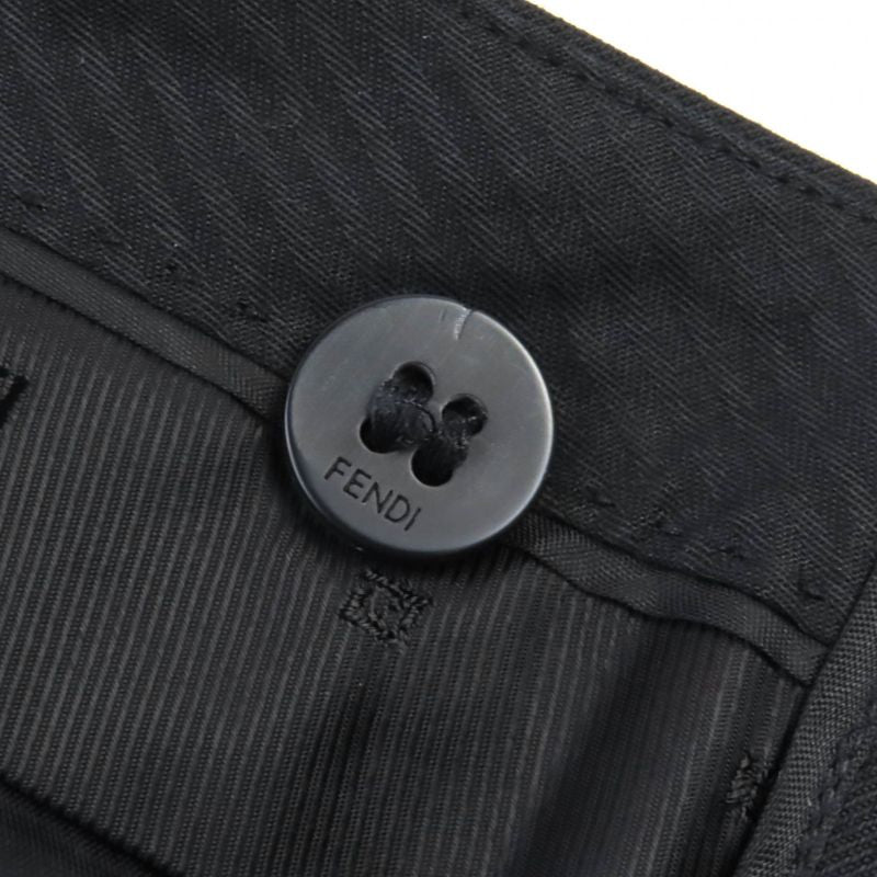 Fendi 2022 Fr6338 Wool Blend Slit Hem Pants Slacks Black 38 Made In Italy
