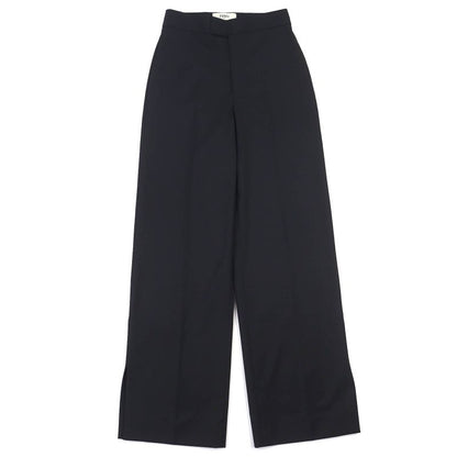 Fendi 2022 Fr6338 Wool Blend Slit Hem Pants Slacks Black 38 Made In Italy