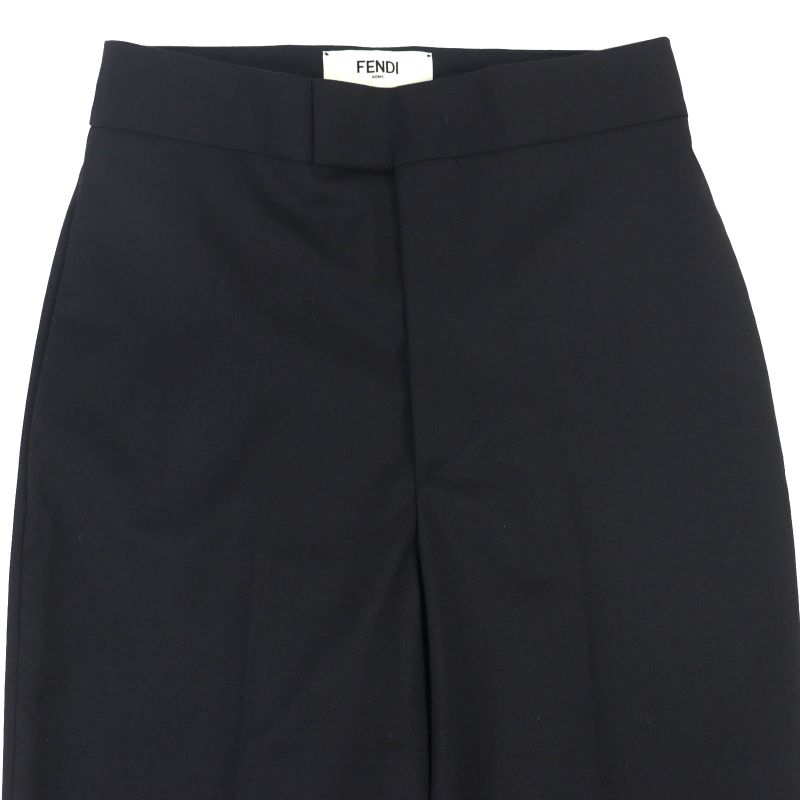 Fendi 2022 Fr6338 Wool Blend Slit Hem Pants Slacks Black 38 Made In Italy